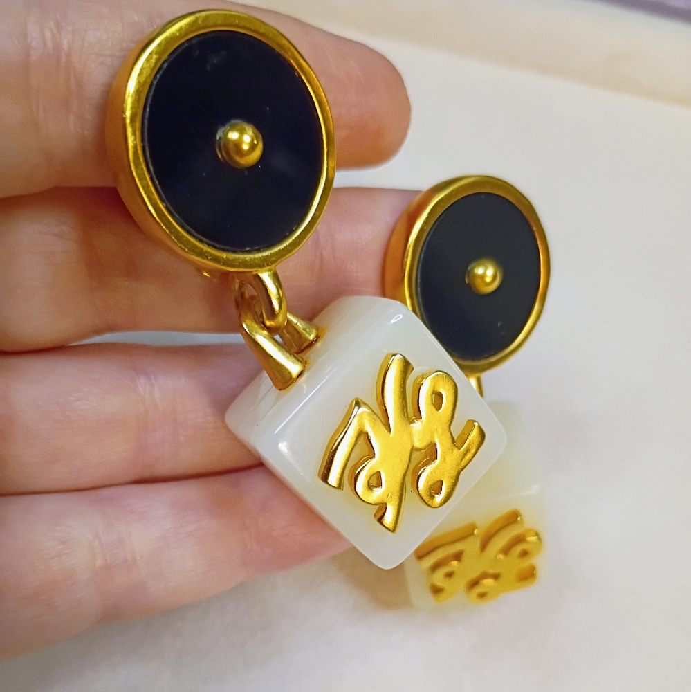 SOLD Karl Lagerfeld Vintage Dangle Earrings Clip-on